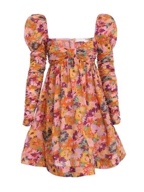 ZIMMERMANN Ruched floral print cotton voile mini